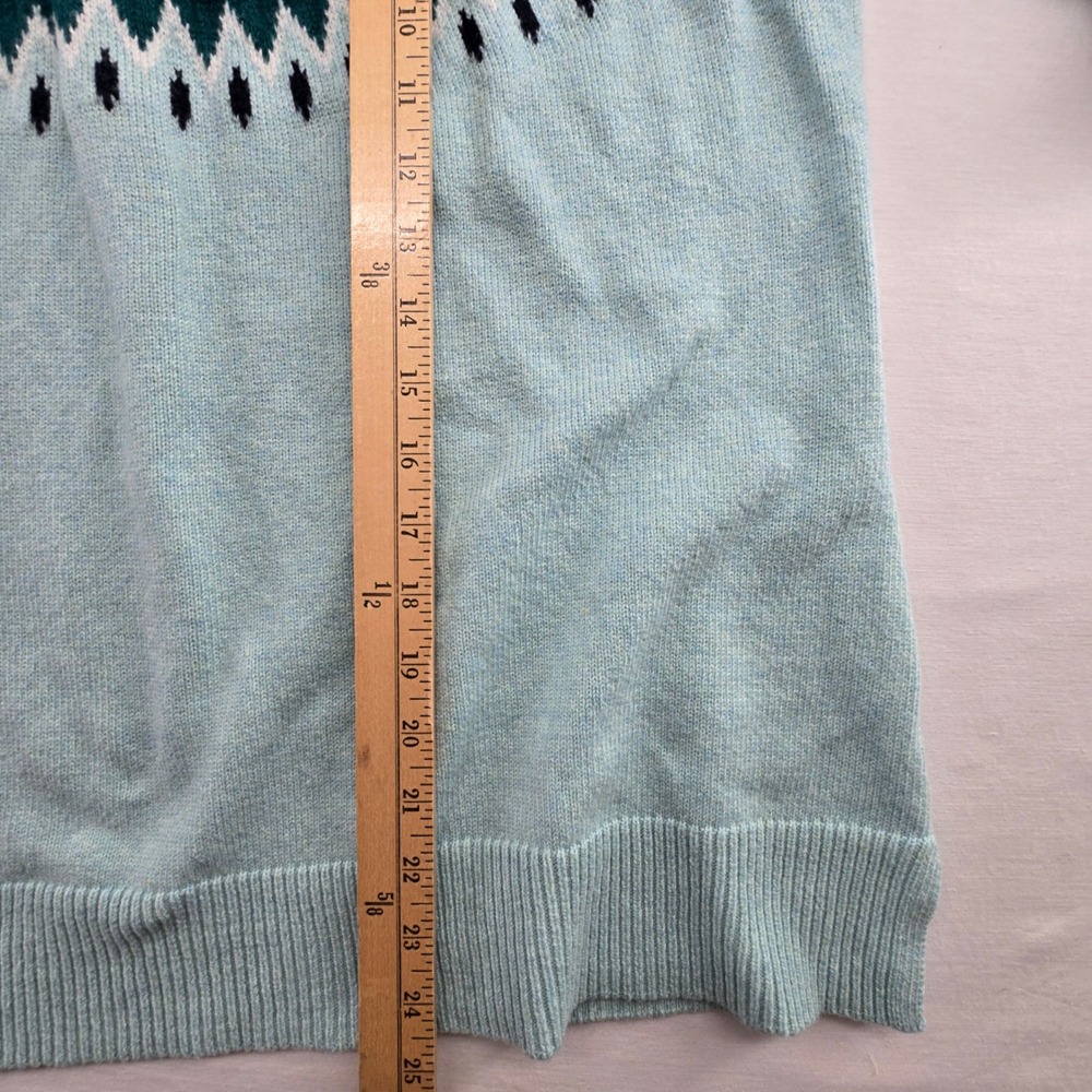Talbots Sweater Womens 2X Blue Fair Isle Mock Neck Pullover Preppy Cabin Ski - Picture 4 of 8